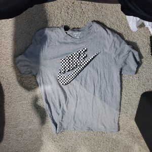 NIKE GREY WHITE BLACK CHECKERED T SHIRT